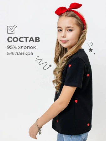 Футболка для девочки оверсайз с принтом хлопок