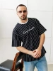 Футболка в полоску оверсайз с принтом надписью