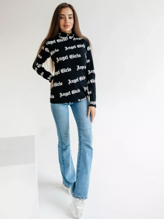 Водолазка женская облегающий лонгслив с принтом ДК572