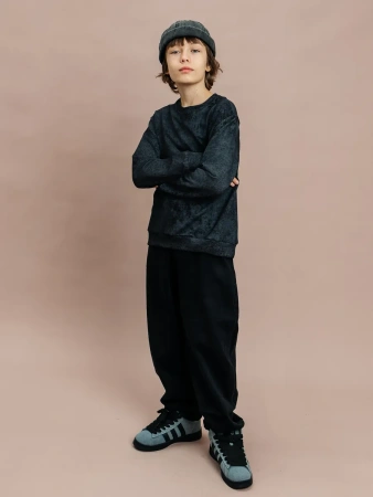 Свитшот для мальчика черный трикотажный подростковый в школу