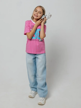 Футболка для девочки оверсайз с принтом хлопок