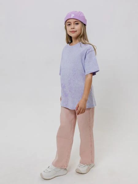 Футболка для девочки оверсайз с принтом хлопок