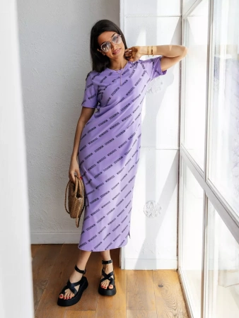 Платье футболка женское с принтом больших размеров ПЛК609