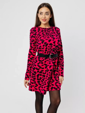 Платье женское трикотажное леопардовое мини трапеция ПЛИ577