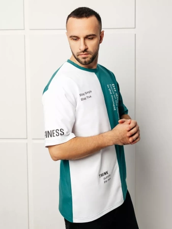 Футболка мужская оверсайз двухцветная больших размеров