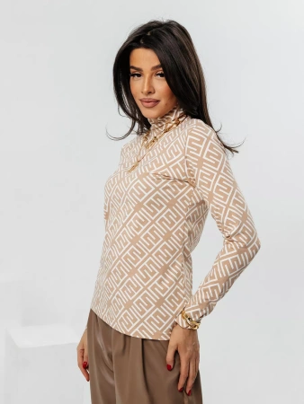 Водолазка женская облегающий лонгслив с принтом ДК572