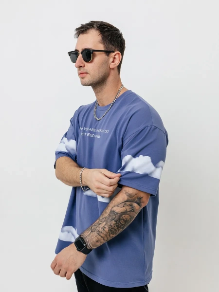 Футболка базовая оверсайз с принтом хлопок летняя