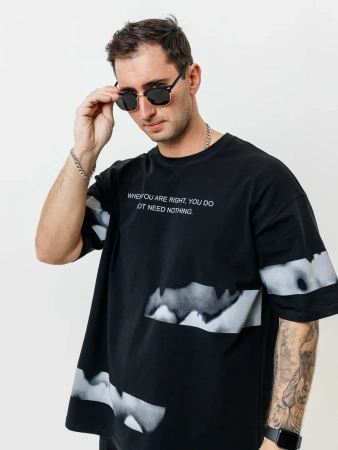 Футболка базовая оверсайз с принтом хлопок летняя