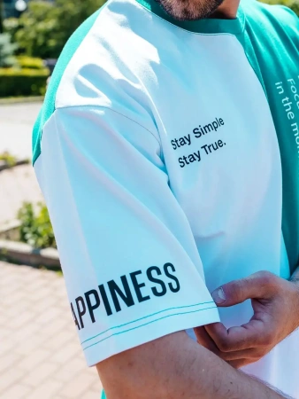 Футболка мужская оверсайз двухцветная больших размеров