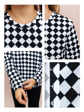 Лонгслив для девочки модный с принтом в сад