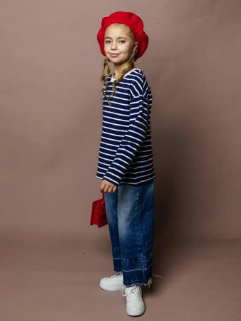 Лонгслив для девочки в полоску, тельняшка