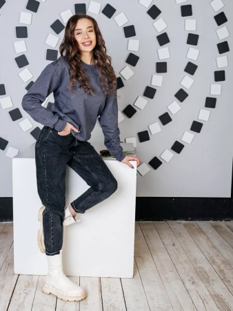 Кофта теплая одежда с принтом и блестками