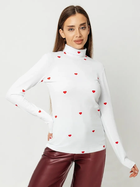 Водолазка женская облегающий лонгслив с принтом ДК572