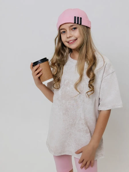 Футболка для девочки оверсайз с принтом хлопок