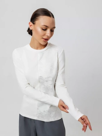 Лонгслив с блестящим принтом длинным рукавом