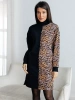 Трикотажное платье водолазка леопардовое футер теплое плф597