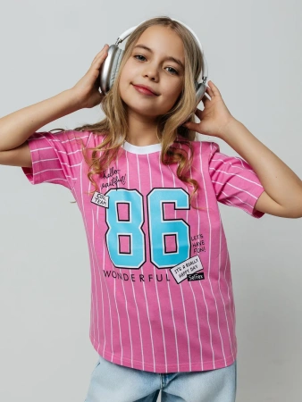 Футболка для девочки оверсайз с принтом хлопок