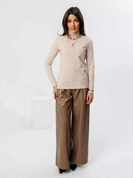 Водолазка женская облегающий лонгслив с принтом ДК572