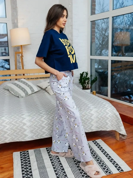 Пижама женская с штанами брючная большие размеры