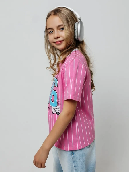 Футболка для девочки оверсайз с принтом хлопок