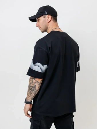 Футболка базовая оверсайз с принтом хлопок летняя