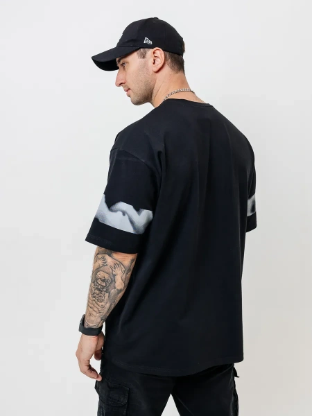 Футболка базовая оверсайз с принтом хлопок летняя