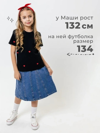 Футболка для девочки оверсайз с принтом хлопок