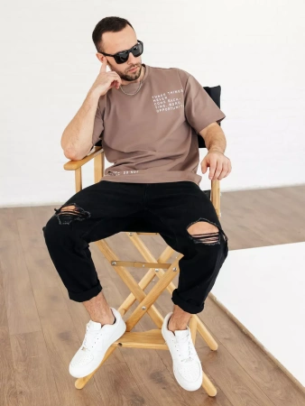 Футболка широкая оверсайз плотная хлопок с лайкрой