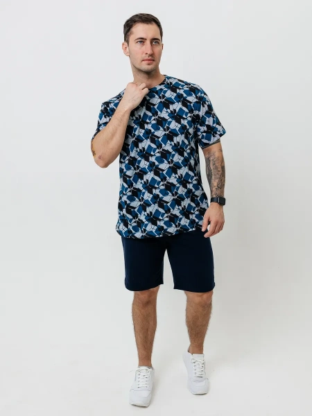 Футболка мужская оверсайз ФК678 куб петроль