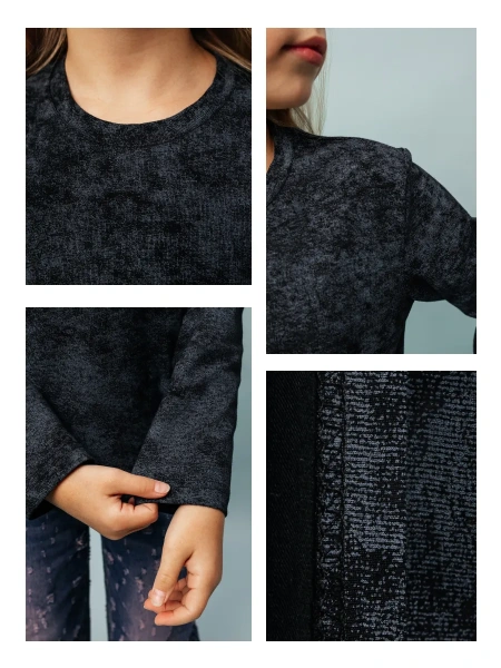 Лонгслив для девочки свитшот варенка черный