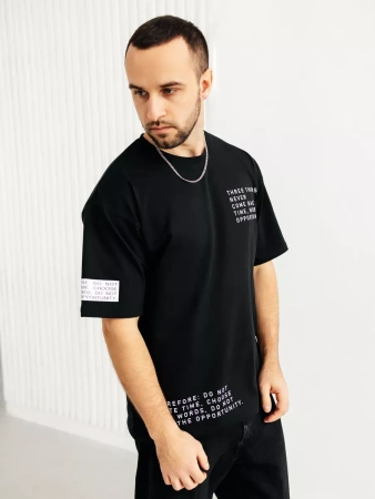 Футболка оверсайз черная плотная хлопок с лайкрой