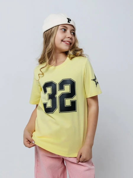 Футболка для девочки оверсайз с принтом хлопок