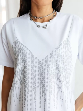 Футболка с принтом базовая хлопок имитация страз новогодняя