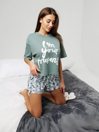 Пижама женская с шортами большие размеры хлопок