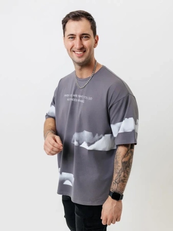 Футболка базовая оверсайз с принтом хлопок летняя