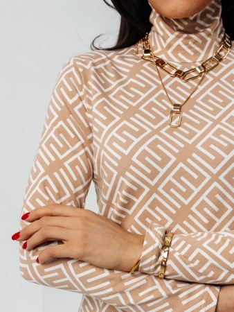 Водолазка женская облегающий лонгслив с принтом ДК572