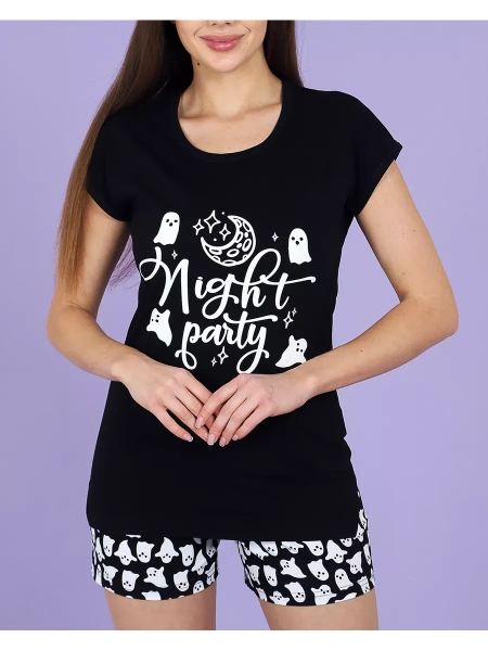 Пижама женская с шортами домашняя хлопок