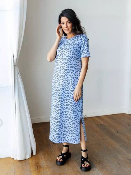 Платье женкое домашнее леопардовое больших размеров ПЛК609