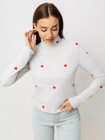 Водолазка женская облегающий лонгслив с принтом ДК572