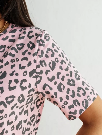 Платье леопардовое нарядное хлопок длинное ПЛК609