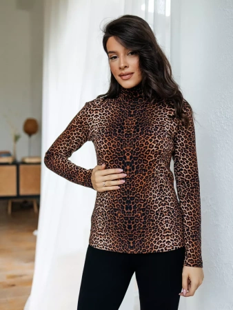 Водолазка женская облегающий лонгслив с принтом ДК572