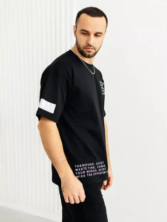 Футболка оверсайз черная плотная хлопок с лайкрой