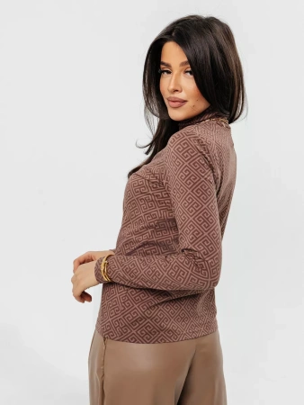 Водолазка женская облегающий лонгслив с принтом ДК572