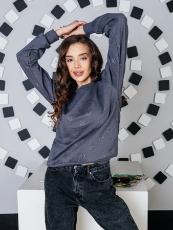 Кофта теплая одежда с принтом и блестками