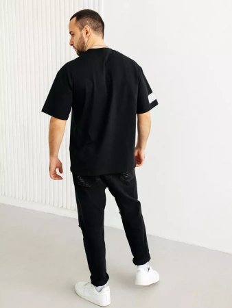 Футболка оверсайз черная плотная хлопок с лайкрой