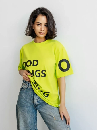 Футболка с принтом оверсайз летняя больших размеров OK