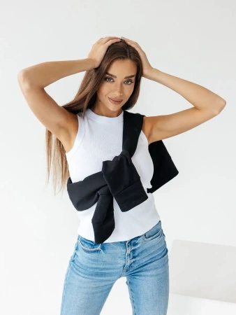 Топ под пиджак в рубчик спортивная майка МК558