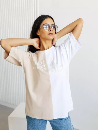 Футболка базовая с принтом оверсайз больших размеров