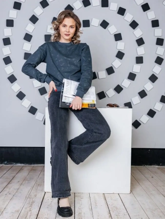 Кофта теплая одежда с принтом и блестками