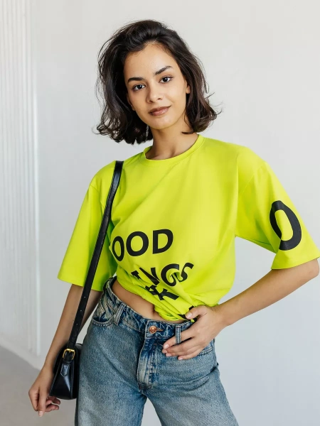 Футболка с принтом оверсайз летняя больших размеров OK